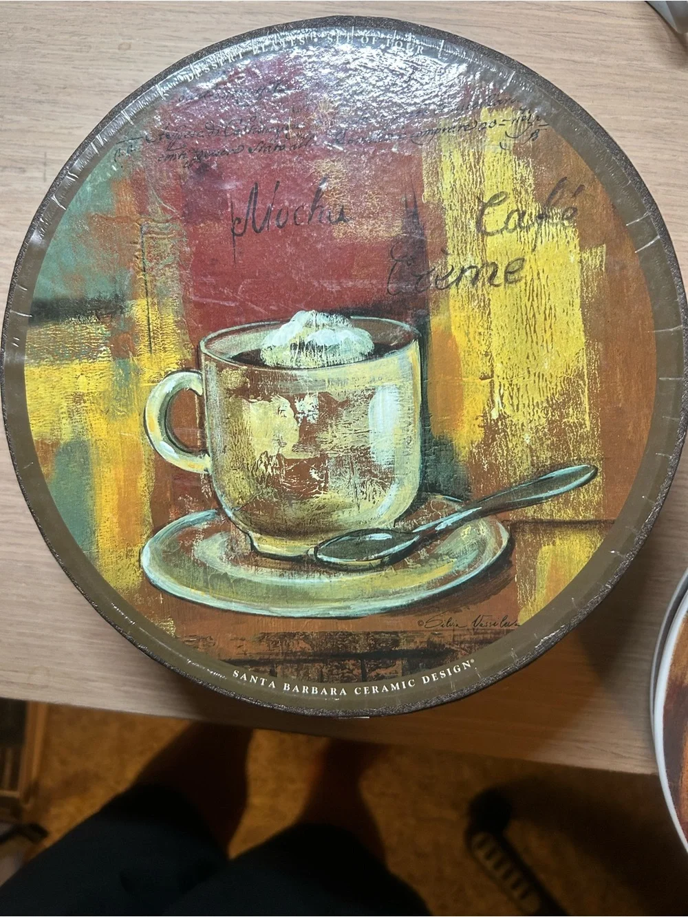 Coffee Dessert Plates - Set of 4 (Multicolor Brown/Orange)